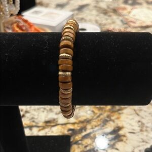 Jewelry bracelet Brown and Gold Beaded Bracelets hand crafted